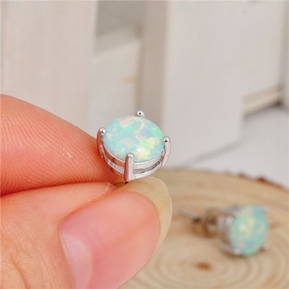 Petite Fire Opal Earrings - Picture 3 of 3